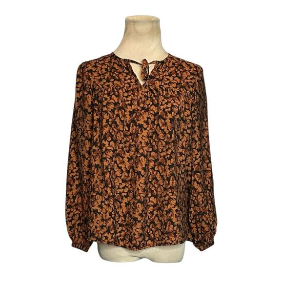 A New Day brown black print tunic blouse size Small - Picture 8 of 11